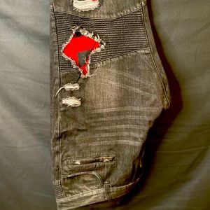 Embellished motorcycle fit jeans